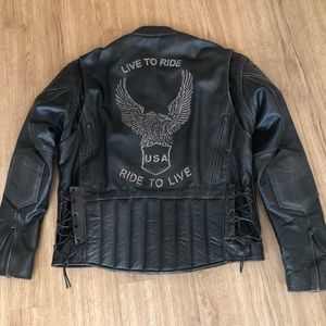 Men’s Retro Leather Motorcycle Jacket in Very Good Used Condition XL